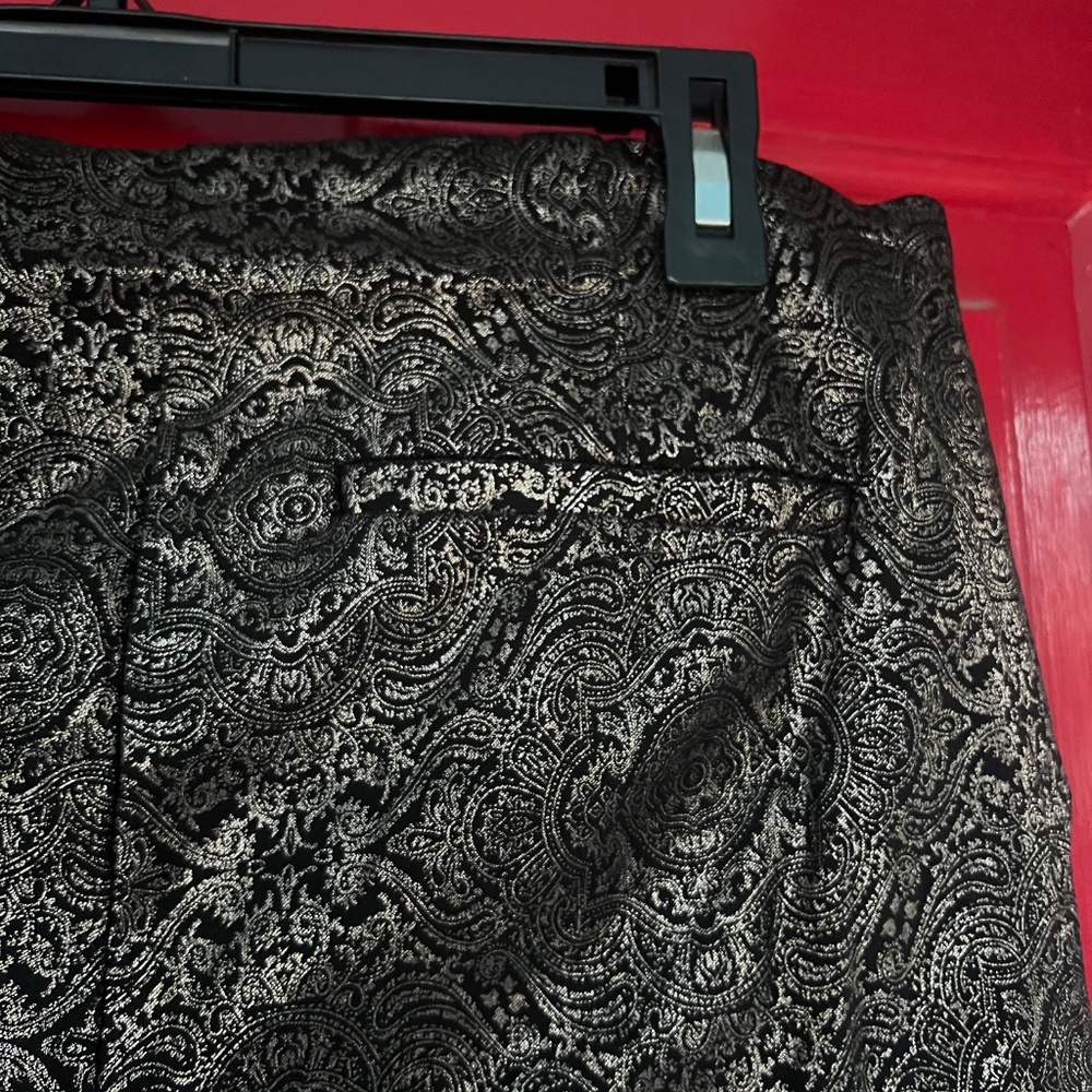 Alfani Women's 16W Stretchy Waist Black Gold Party Club Pants Shiny - Picture 3 of 5